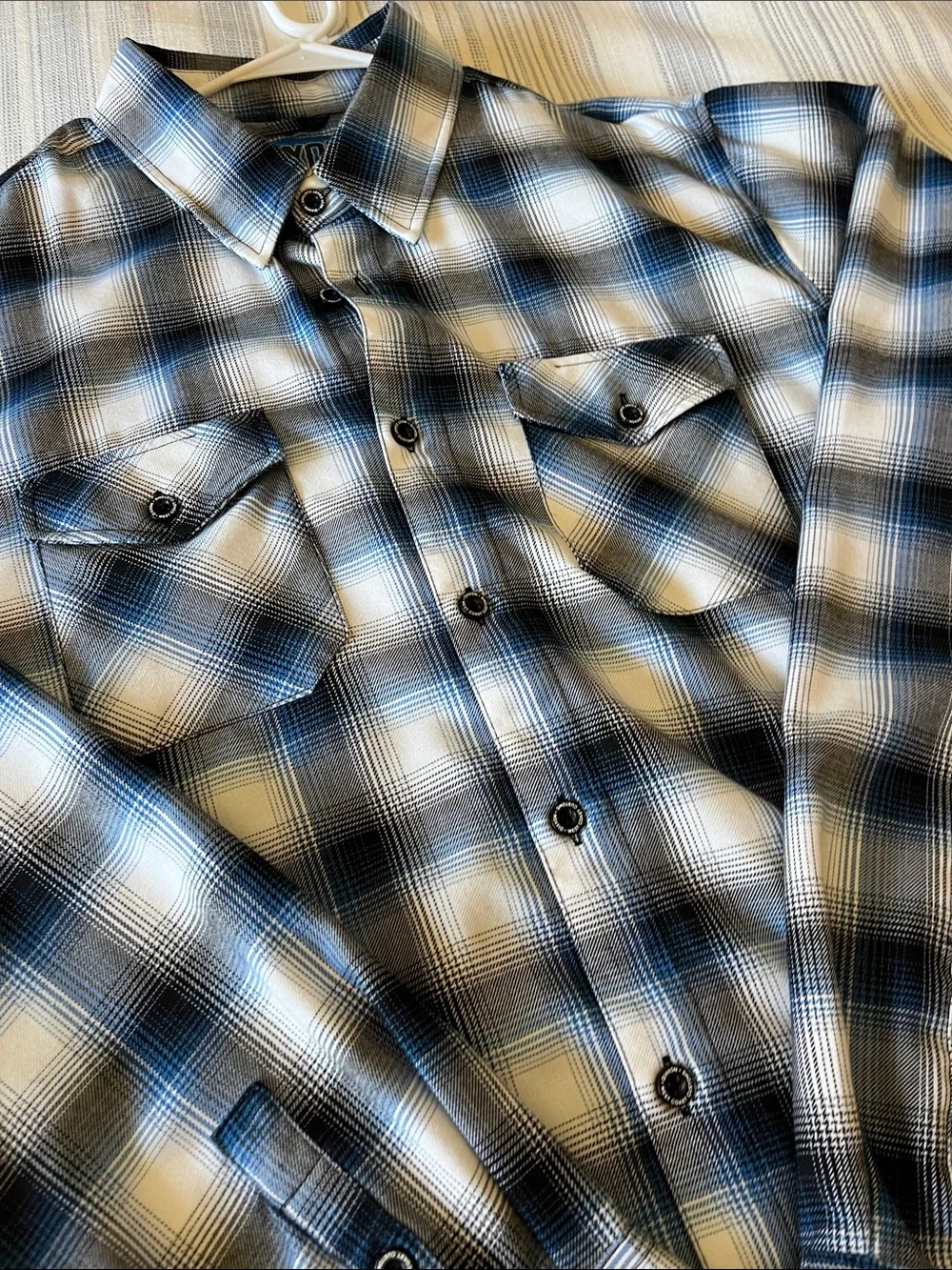 Dixxon Blue and Black Plaid Button-Up Shirt - Picture 2 of 3